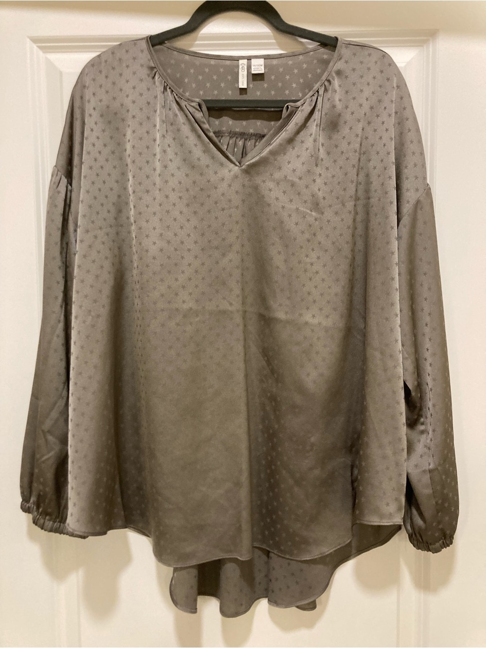 Cato Gray Star-Print V-Neck Tunic with Tie